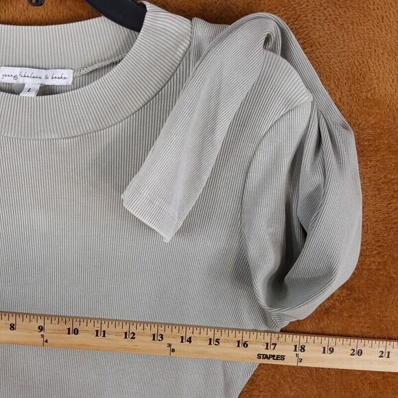 YOUNG FABULOUS BROKE Womens Dress Large Light Green Pullover Bodycon Midi Ribbed - Picture 4 of 7